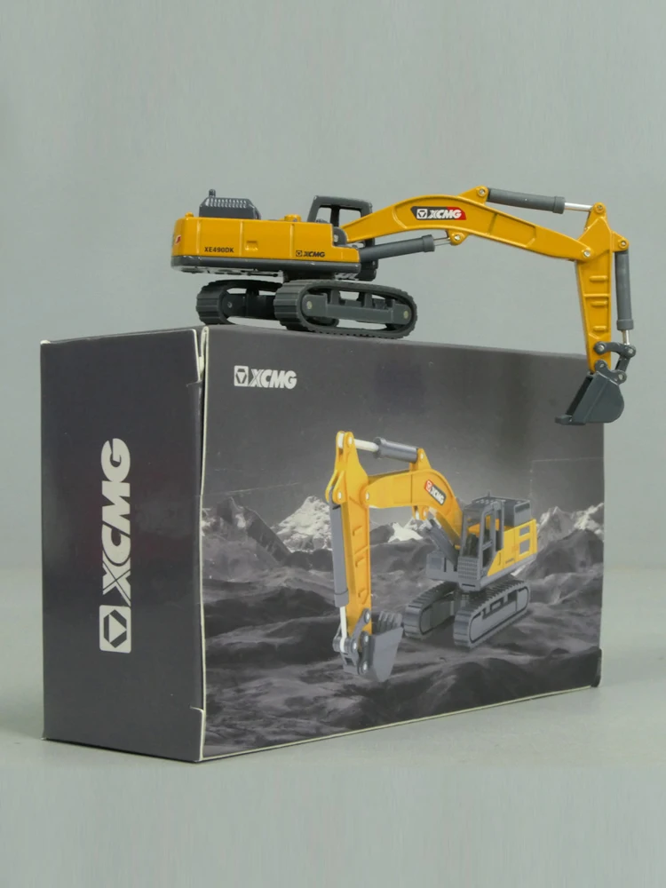 1:87 Mini Excavator Model Boom Arm and Bucket Cylinders can Move Digger Replica Yellow Zinc Alloy Collection Gifts Toys