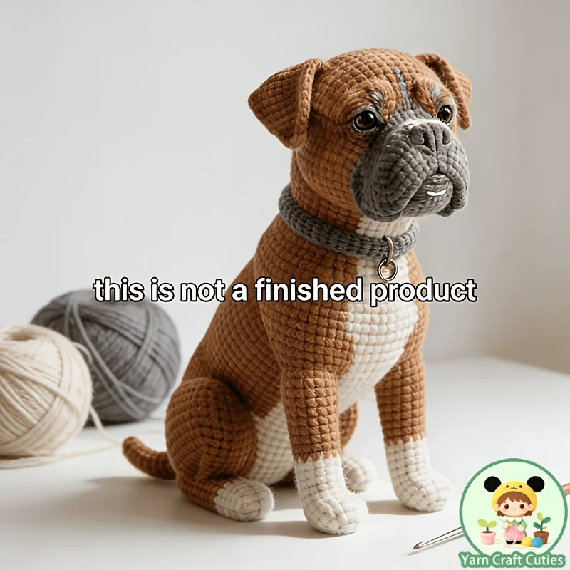 1pc - Brown Boxer Dog Crochet Kit for Beginners - Amigurumi for Adults - Complete Crochet Set for Starters - Includes Everything Needed for Crocheting - Comes with a Printed Basic Tutorial in English - Includes a Beautiful Gift Bag - Birthday Gift