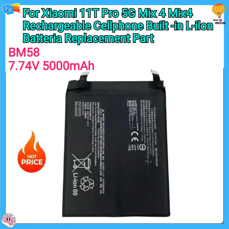 

New BM58 5000mAh Replacement battery For Xiaomi 11T Pro 5G Mix 4 Mix4 Rechargeable Cellphone Built-in Li-lon Batteria