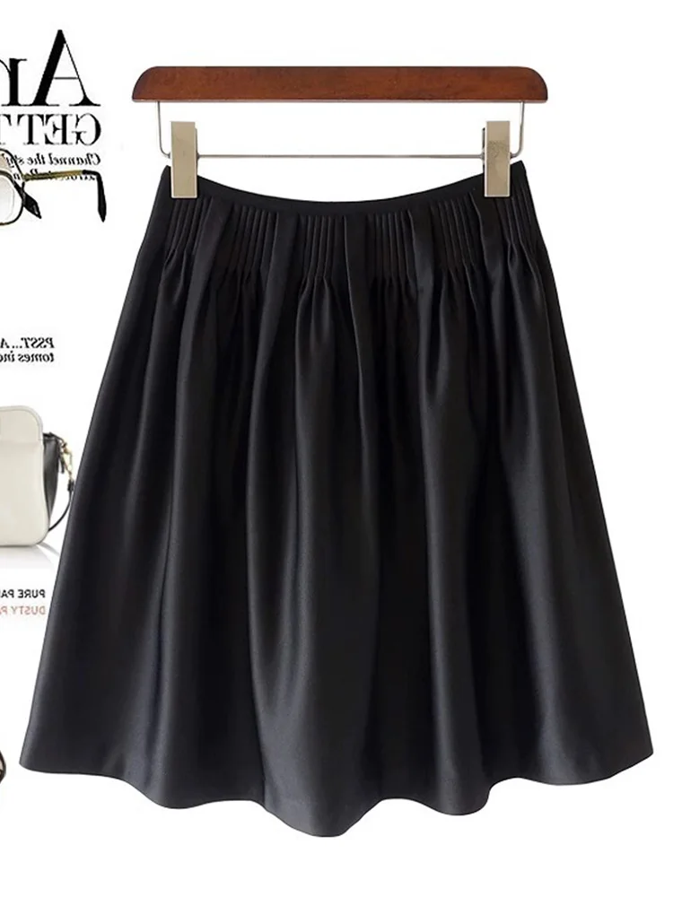 

Модная однотонная юбка трапециевидной формы для похудения с высокой талией, универсальная женская юбка ort, корейский стиль для поездок на работу