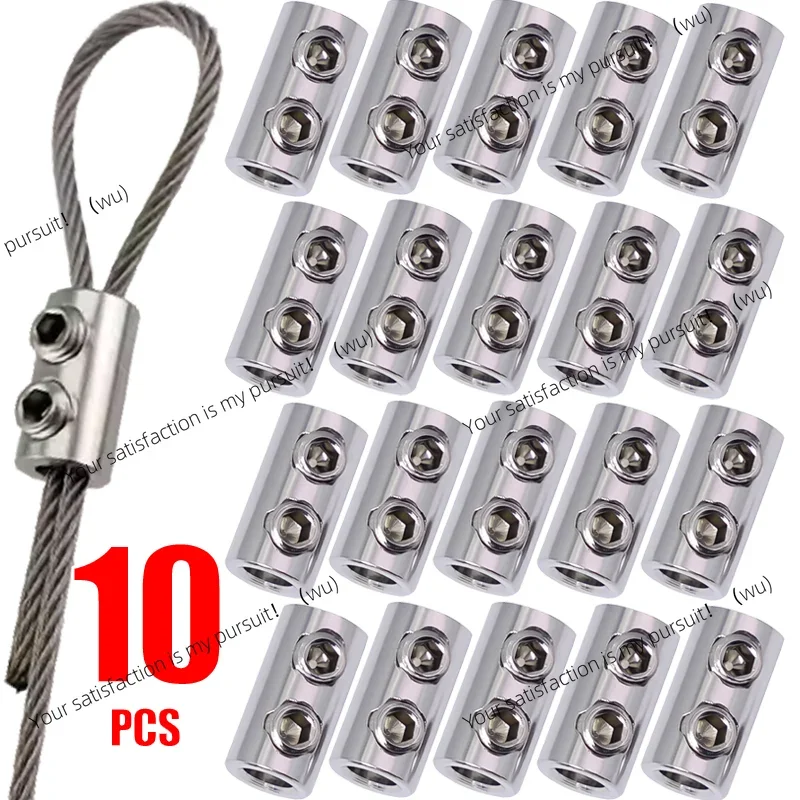1/2mm Steel Wire Rope Clamp Stainless Steel Double Holes Metal Copper Clip Adjustable Screws Fastener Hardware Sling Tools