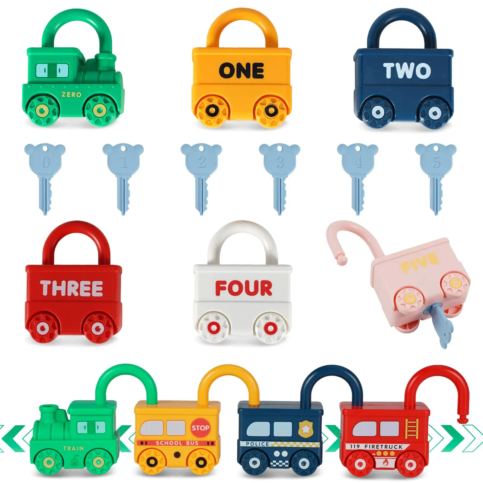 Lock and Key Toy, Montessori Toys for 1 2 3 4 5 Toy Toddler Activities Matching Counting Game Educational Learning Toys for Kids