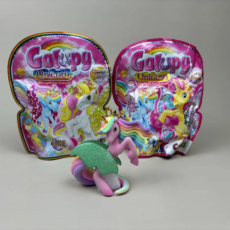 

Galupy Unicorn Figure Rainbow Glitter Crystals Flocking Doll Blind Box Children Toy