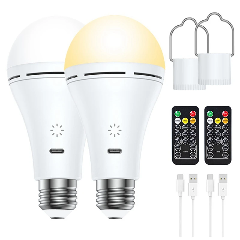 

AT59-Smart Touch Dimming Wireless USB Rechargeable LED Bulb 3 Color Temperature Remote Timing Switch For Outdoor Home