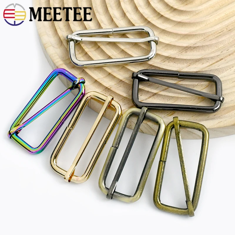 

5Pcs Meetee 13-50mm Metal Pin Buckle Tri-glide Slider for Strap Bag Handbag Belt Clasp Adjuster Loops DIY Hardware Accessories