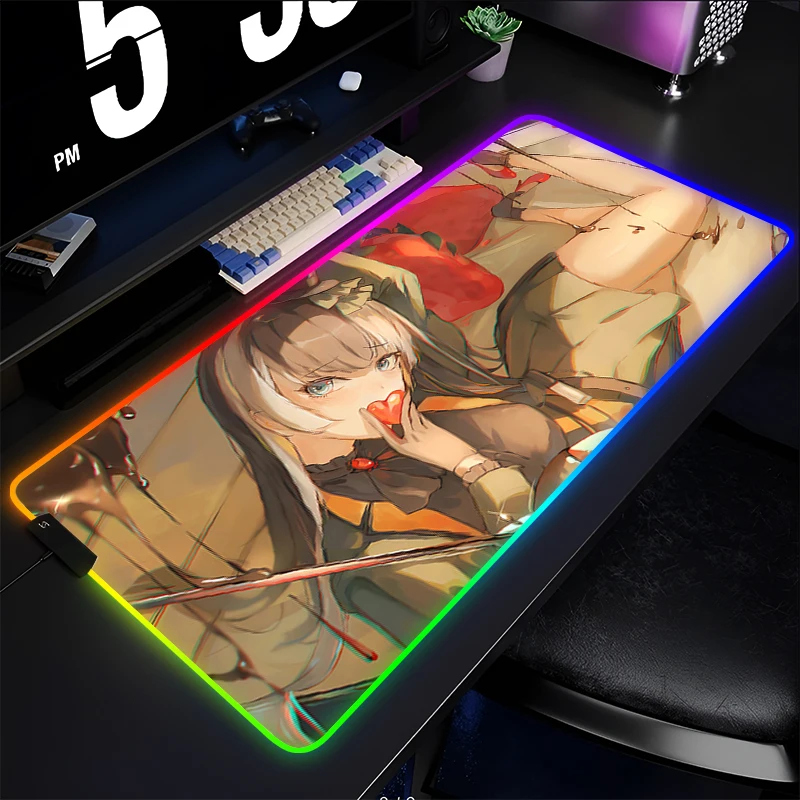 RGB Mouse Pad Game Rubber Mini PC Keyboard Pad LED Laptop Computer Hololive Juufuutei Raden Desk Mat Gaming Acessories Mousepad