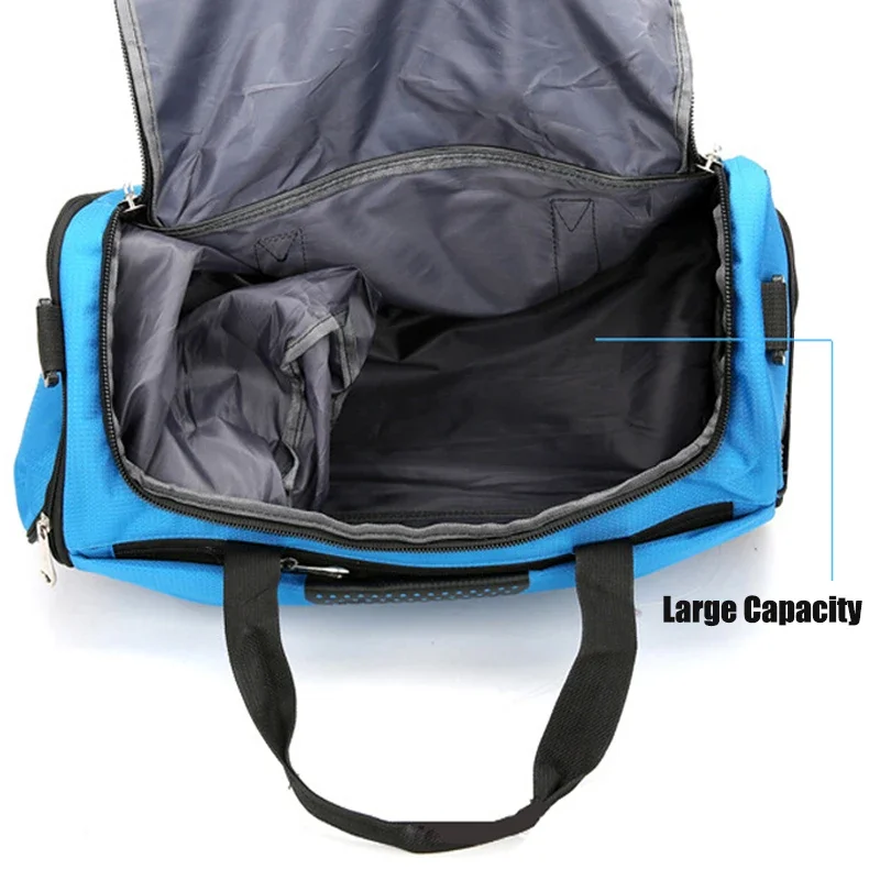 Bolsa de gimnasio deportiva grande con bolsillo para zapatos para hombres y mujeres, bolsa de lona impermeable para entrenamiento de Fitness al aire