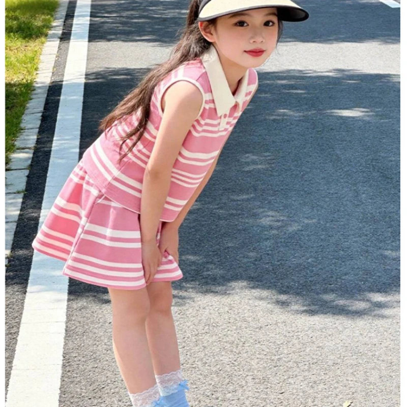 Girls Clothes Summer Kids Vest + Shorts 2pcs Set Casual Children Clothing Sport Suits Baby Girl Striped Tracksuit