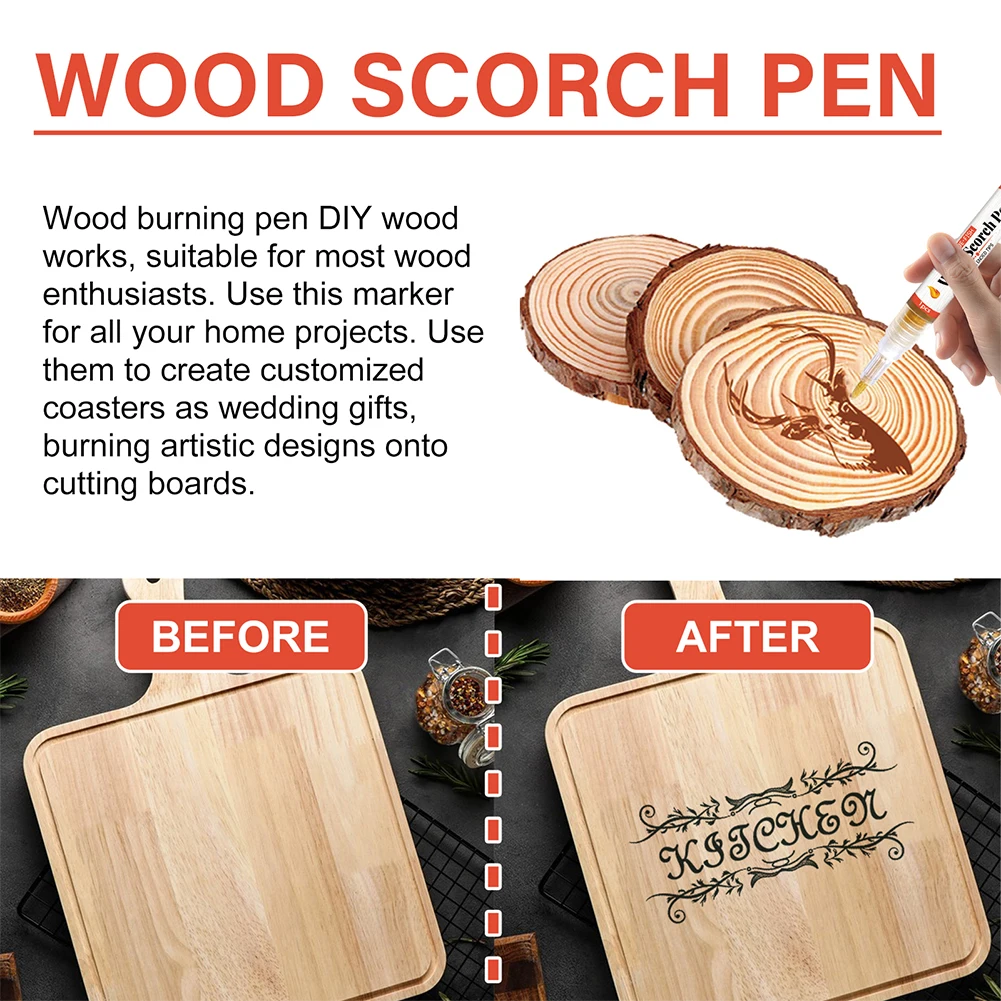 Wood Burning Pen Non-Toxic Wood Scorch Pen Chemical Wood Burner Tool Safe Wood Burning Pen Marker for DIY Wood Painting