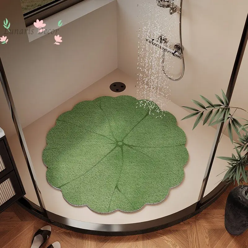 New Chinese lotus round bathroom non-slip mat, bathroom silk ring floor mat, shower room special anti-drop foot pad for bathing