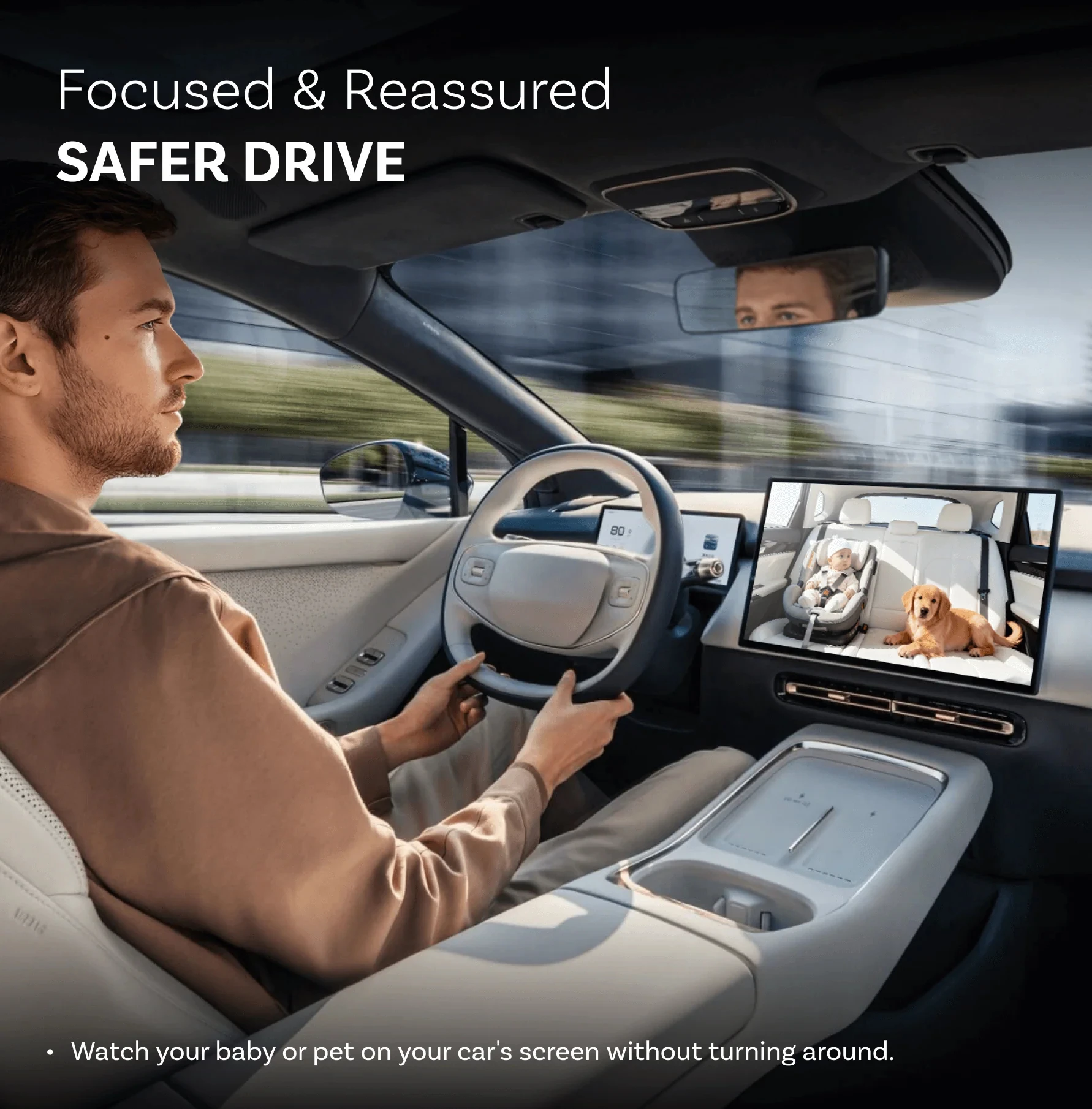 Ottocast المقصورة الرعاية اللاسلكية CarPlay محول سيارة المقعد الخلفي كاميرا للطفل الحيوانات الأليفة الاطفال اكسسوارات السيارات لشركة هيونداي بنز VW تويوتا #3
