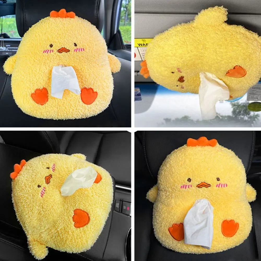 New Cute Cartoon Car Tissue Box Penguin Polar Bear Universal Auto Paper Box Plush Napkin Holder for Car Seat Back