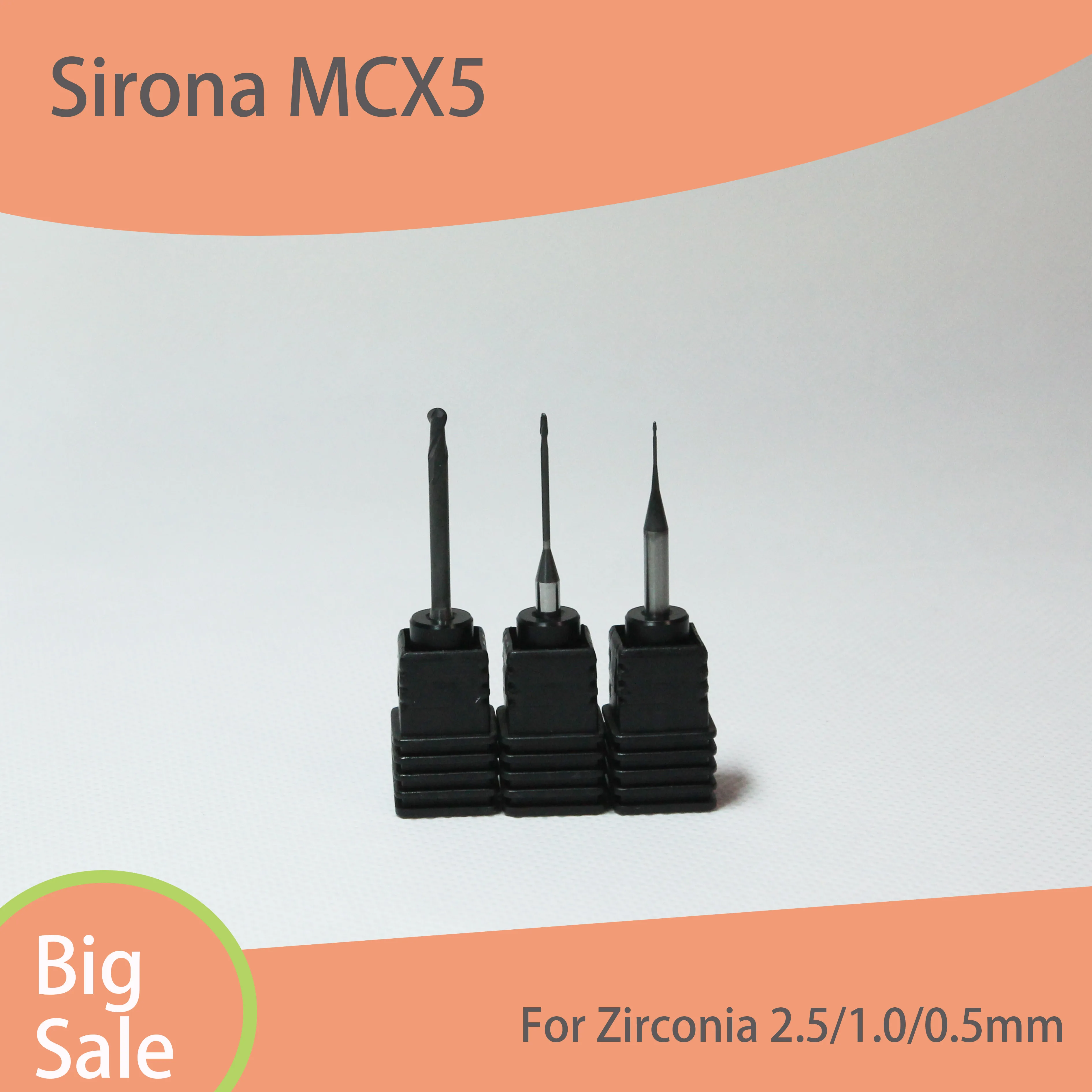

Sirona MCX5 Compatible CADCAM Zirconia Milling Burs Cutting Tools Diaomond Coated Tools 2.5/1.0/0.5mm