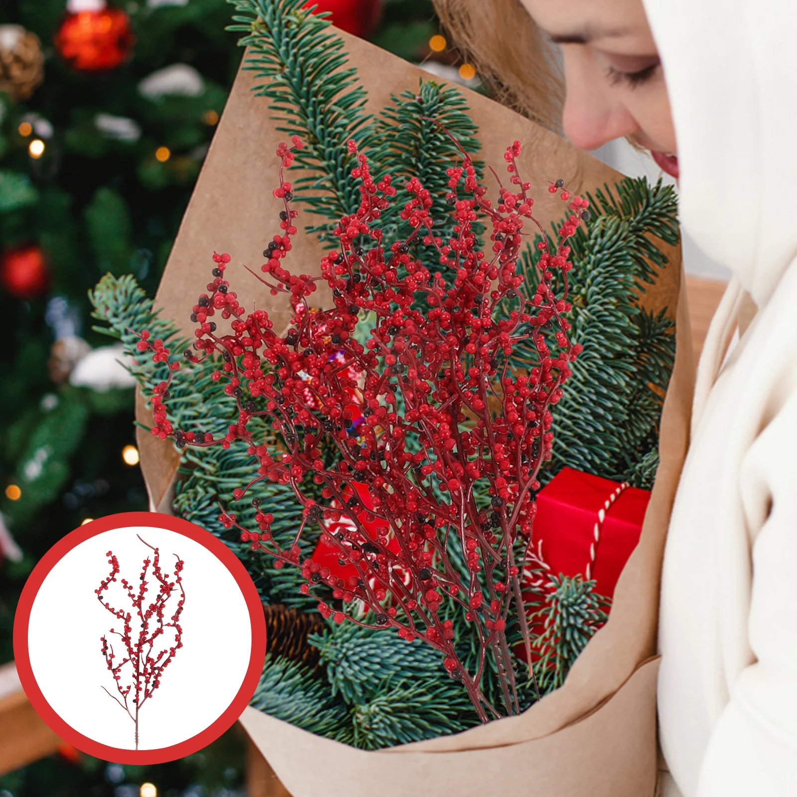 

10 PCS Berry Pick Artificial Red Berries for Floral Arrangements Stem Picks Fruits Decoration