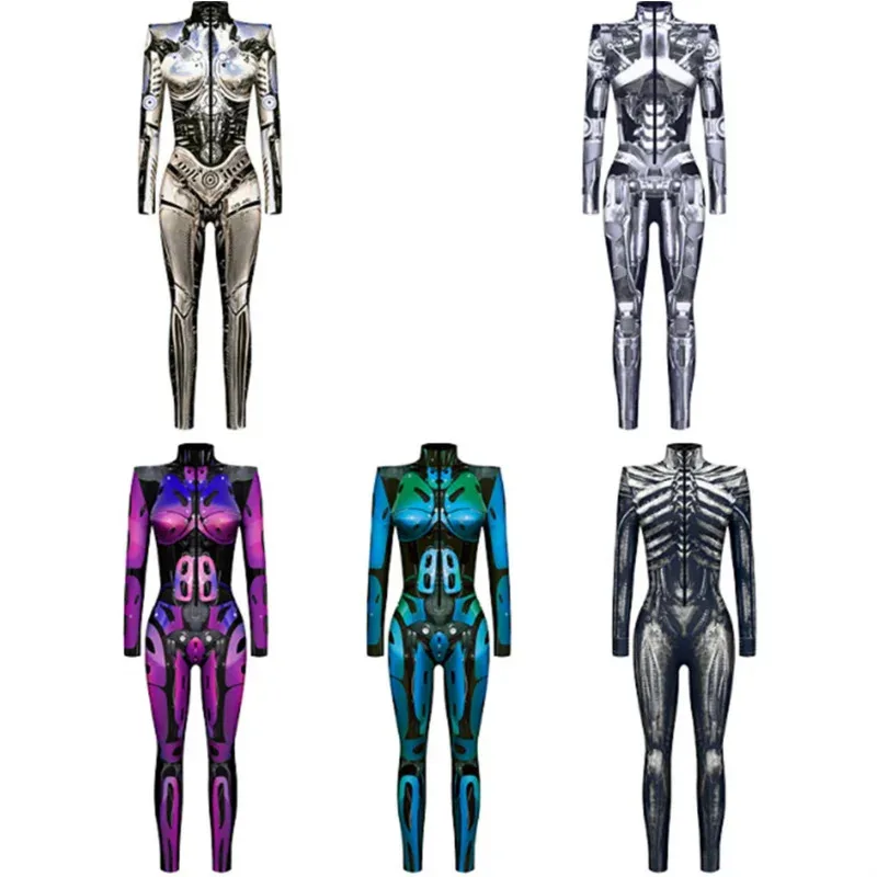 Bear's Den Tecnologia Futuristica Costume Cosplay di Halloween Donna Bambini Stampa 3D Party Body Robot Meccanico Jumpsui Nuovo 2025