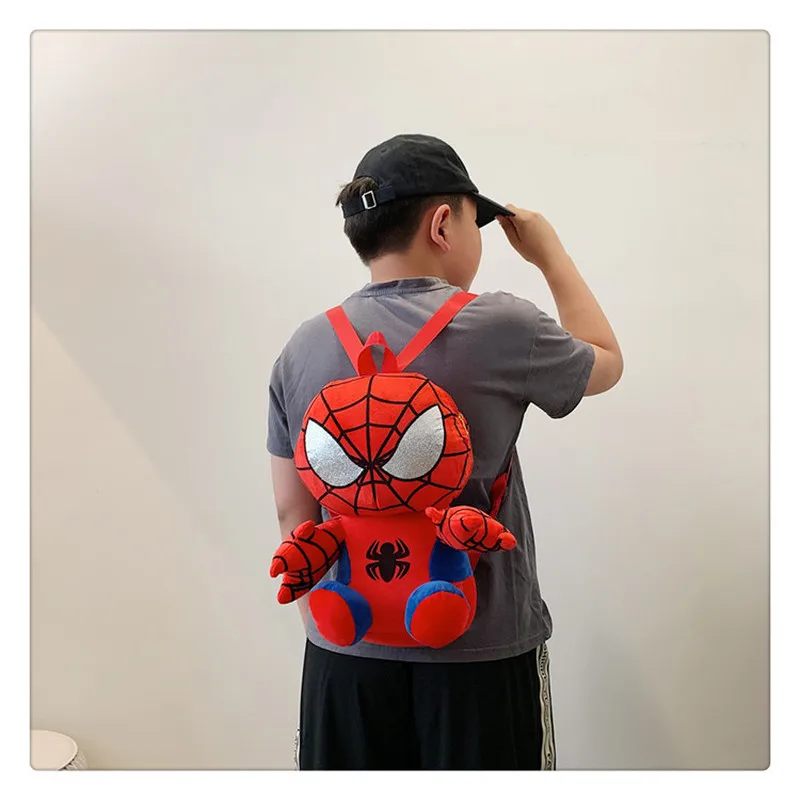 Spider Man Pluszowy plecak dla dzieci Kawaii Cute Anime Cartoon Kindergarten Travel Outdoor Bag Plush Doll Kid Birthday X-mas Gifts