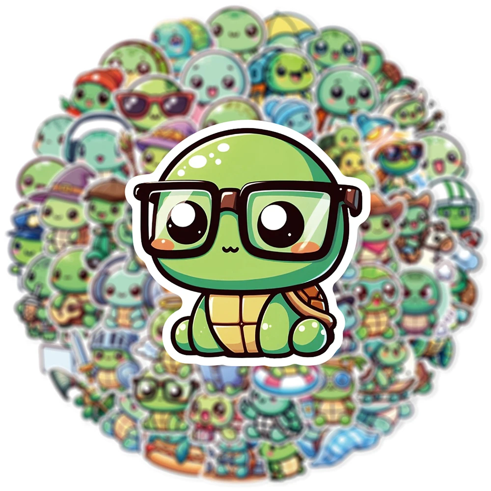 

10/30/60pcs Kawaii Cartoon Turtle Stickers Funny Cute Animal Decals for Kids Toy Water Bottle Laptop Phone Graffiti Sticker Pack