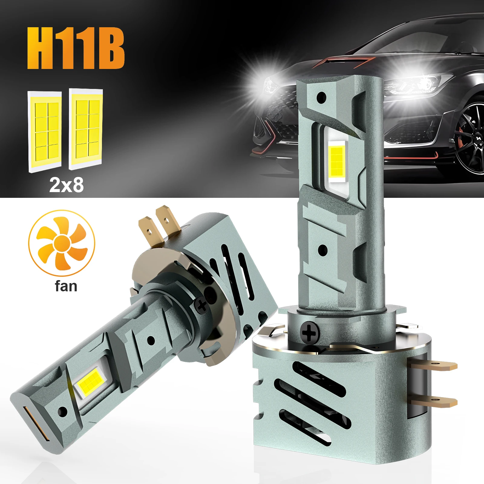 

H11B LED Headlights for Hyundai Veloster 2012-2018, Fit H11/H8/H9, 6000K, 2Pcs Low Beam Replacement h11b replacement