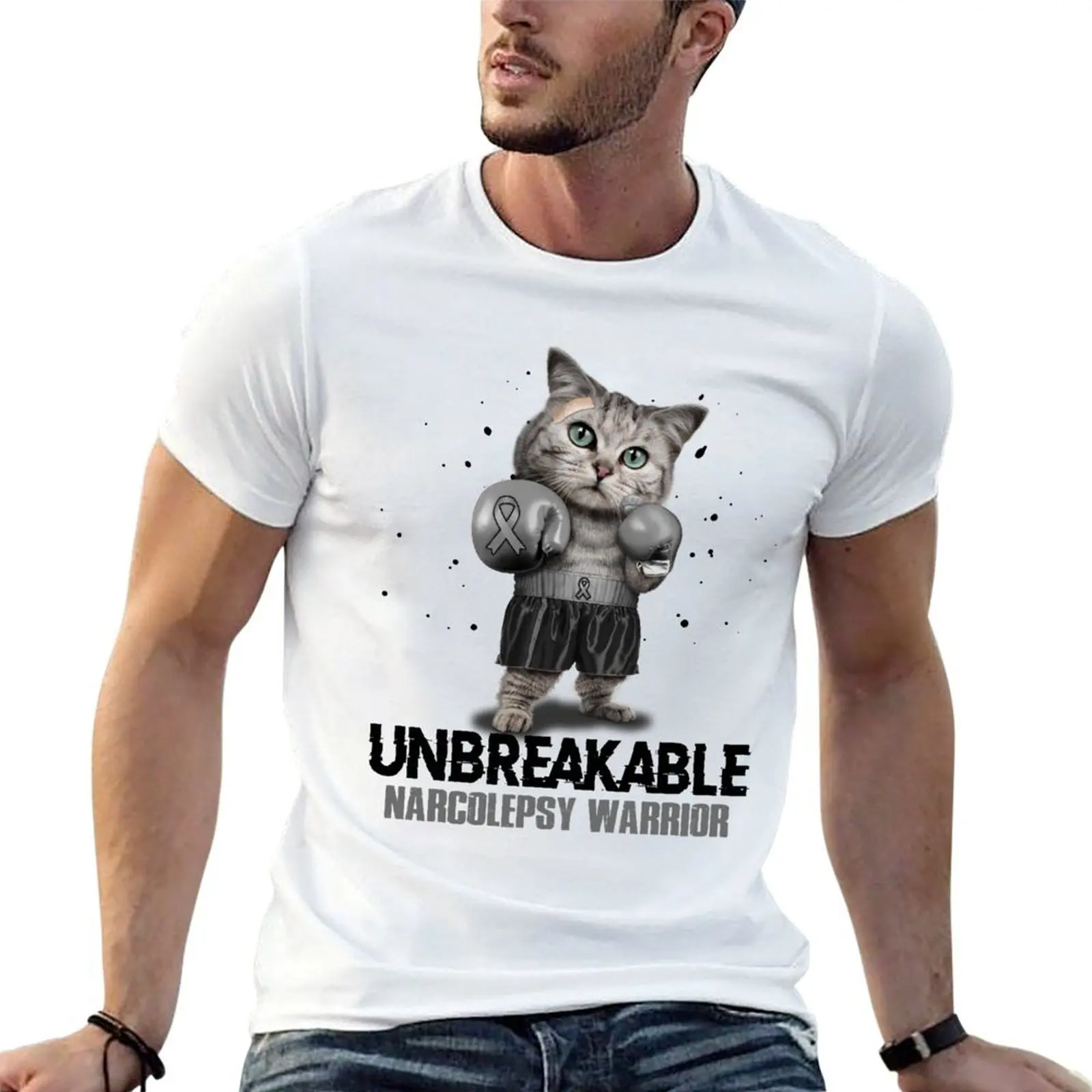 

Narcolepsy Warrior - UNBREAKABLE - Narcolepsy Ribbon T-Shirt anime t shirts oversize men t shirt cotton 100% man tshirt T-shirt