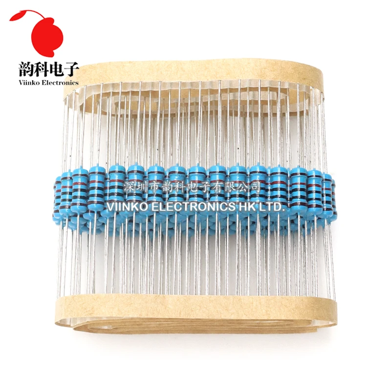 20pcs 1W resistor de filme de Metal 1% 0.1R-2.2M 10R 22R 47R 100R 330R 1K 4.7K 10K 22K 47K 100K 330K 470K 1 2 10 22 47 100 330 ohm de 1M