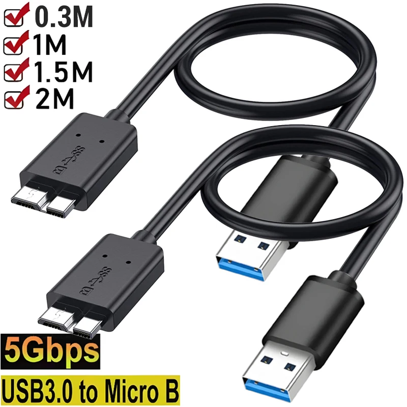 

USB 3.0 Type A Male to USB3.0 Micro B Male High Speed Data Transfer Cable Adapter Data Sync Cords for External Hard Drive Disk