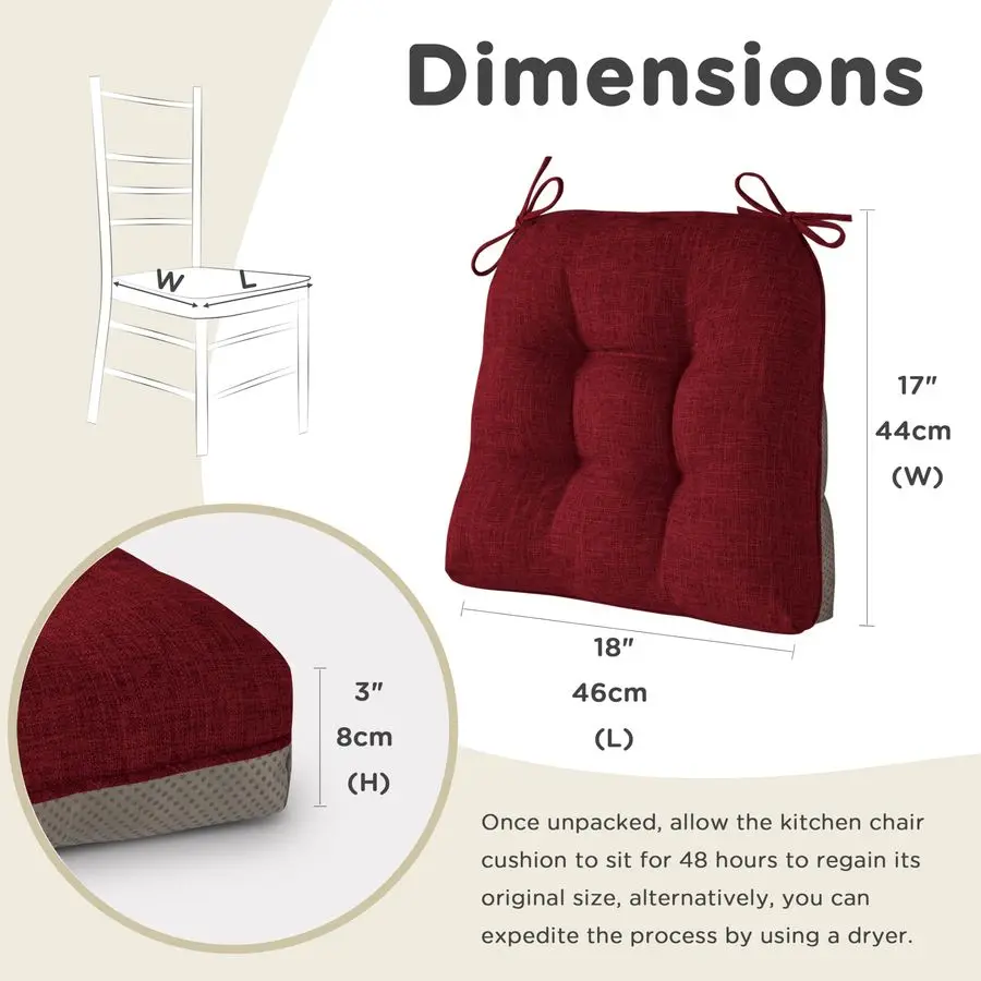 

Chair Cushions for Dining Chairs Set of 4 Kitchen Seat Cushions with Ties and Non Slip Backing Tufted Indoor Seat Pad for Kitche