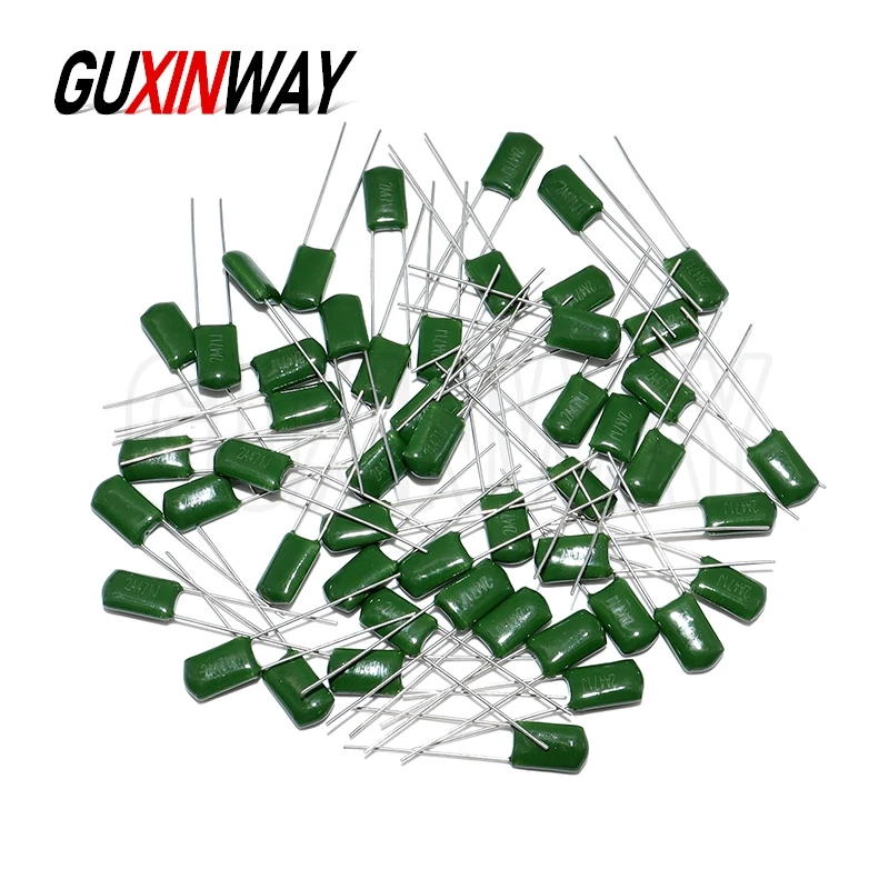 50 قطعة 100V فيلم البوليستر مكثف 330PF 470PF 560PF 102 222 472 103 223 333 473 104 1NF 2.2NF 10NF 22NF 47NF 100NF 0.1 فائق التوهج