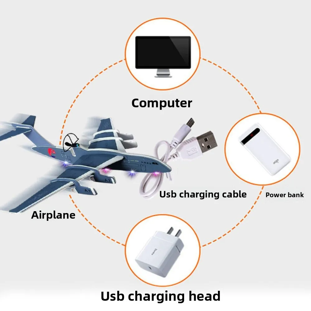 Durable Electric Foam Glider Airplane 39.5*43cm 2 Colors Remote Control Transport Aircraft Outdoor Fun Fall Resistant Model