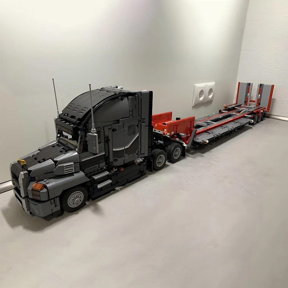새로운 MOC 엔지니어링 컨테이너 트랙터 중형 트럭 트레일러 타워 헤드 기술 DIY 어린이 장난감 소년 선물 빌딩 블록 세트