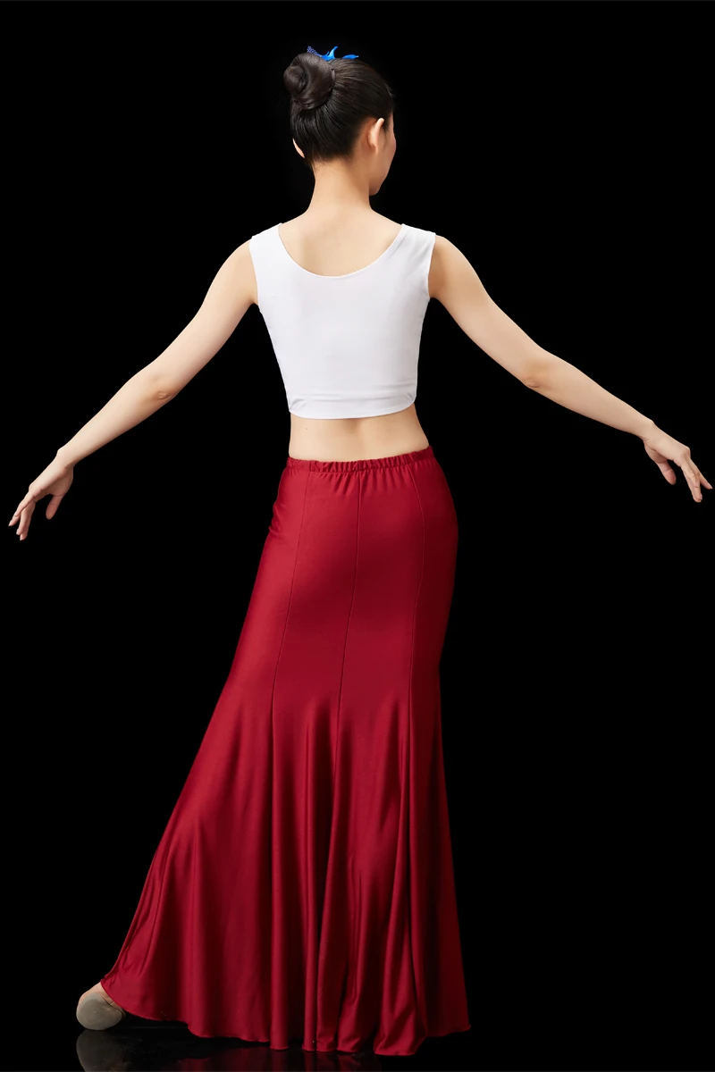 Dai Dance Costume Elastic Peacock Dance Dress Performance Costume Fishtail Skirt National Hmong Practice Skirts Festival Outfit