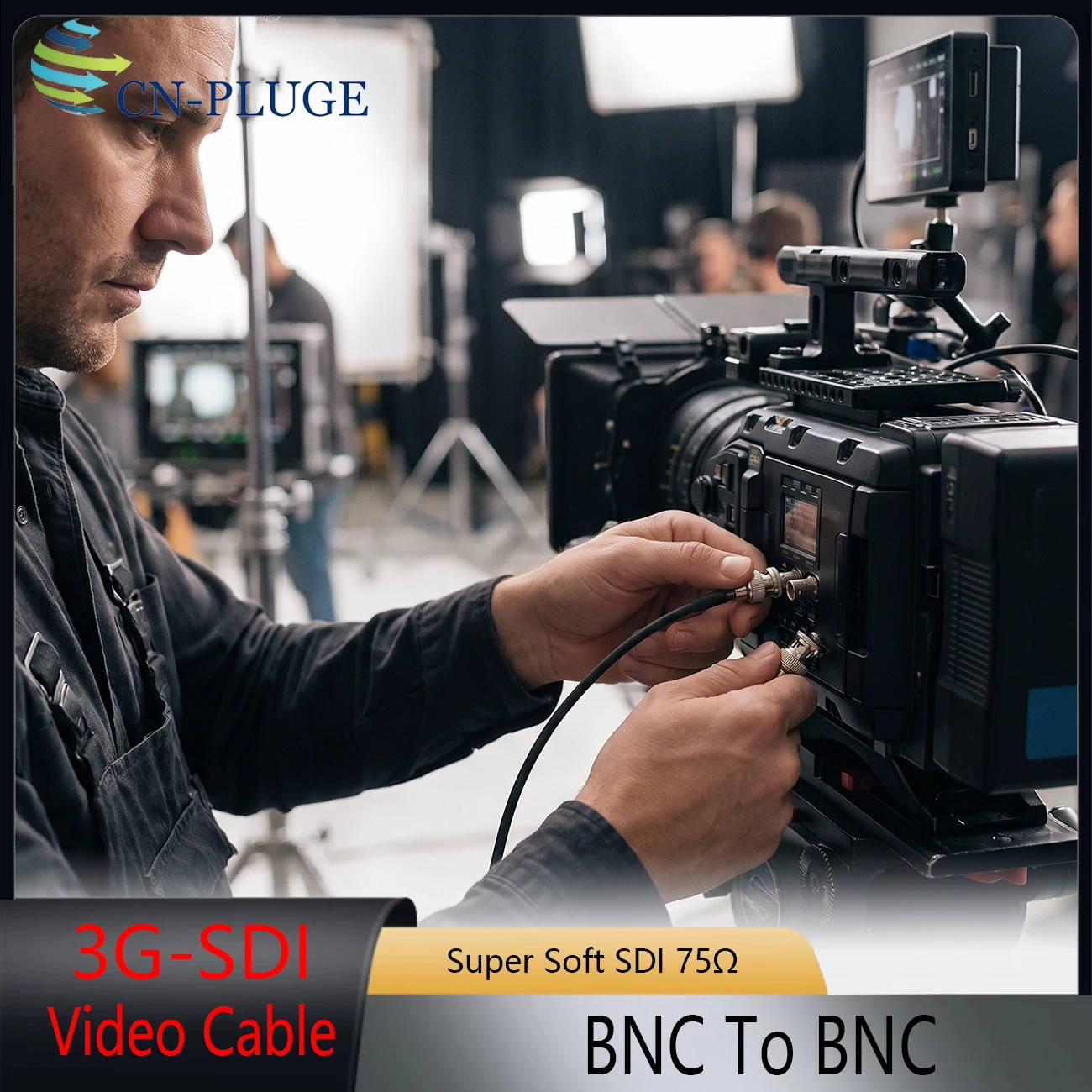 Flexible RG174 75 Ohm Coaxial SDI Cable Right Angle BNC to BNC  HD-SDI 3G-SDI Digital Video Patch Cord Multi Color Available