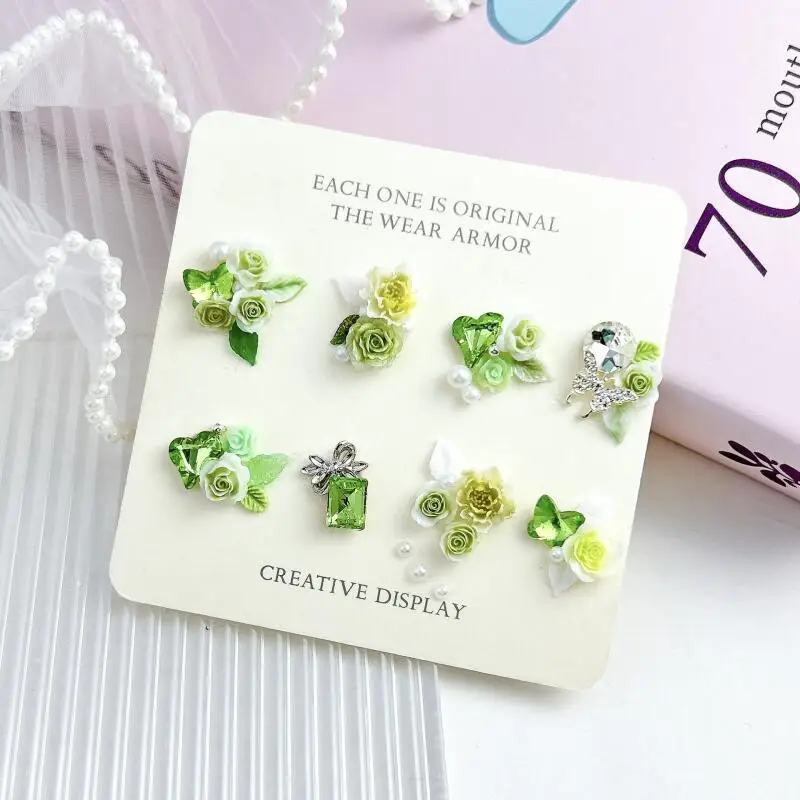1set 3D Exquisite Resin Camellia Nail Charms Fresh Leaf Colorful Flowers Versatile Nail Art Decoration Accessories DIY Manicure