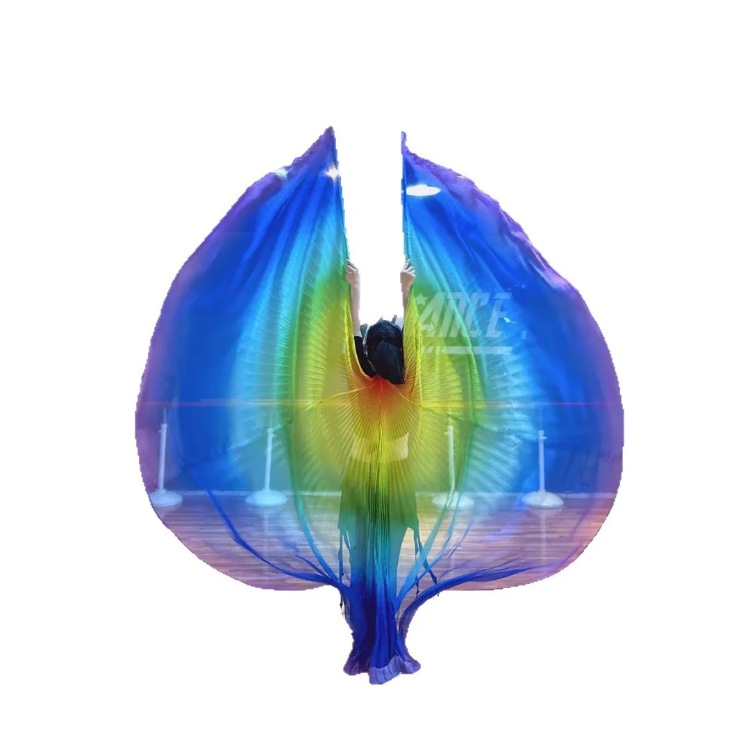 الرقص الشرقي أجنحة قوس قزح إكسسوارات الرقص جناح الفراشة للنساء البالغات مرحلة الأداء دعائم الرقص الذهبي الشفاف #5