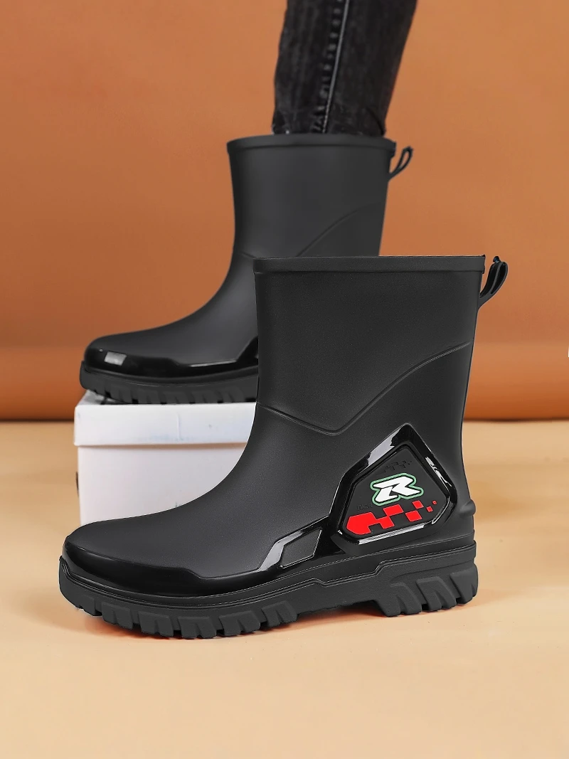 

Men's Mid-Calf Rain Boots Summer Outdoor Wear Anti-Slip Thick Bottom Wear-Resistant Waterproof Fishing Construction Site Labo...