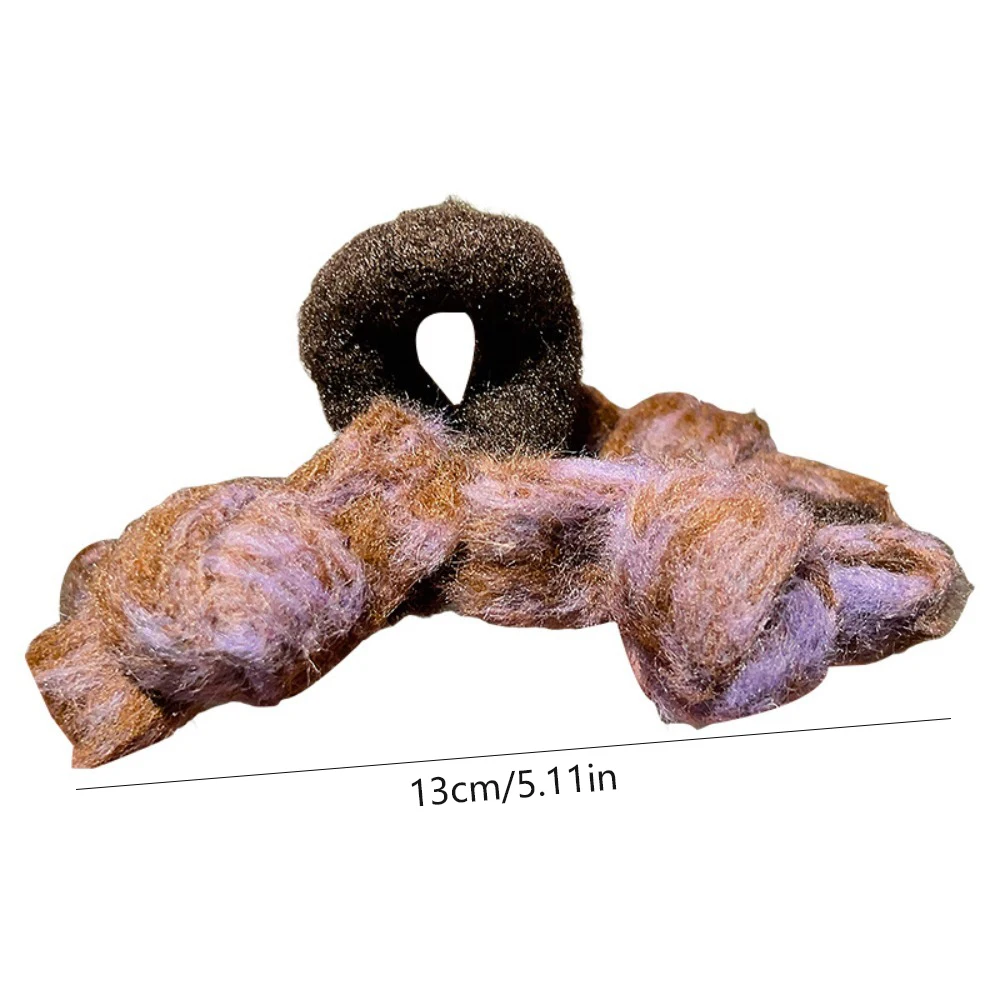 1pc Prachtige Mode Gemengde Tone Fuzzy Haarklauw Clip Zacht Pluizige Stof Bruin Paars Tonen Perfecte Dagelijkse Haarstyling Ziet er