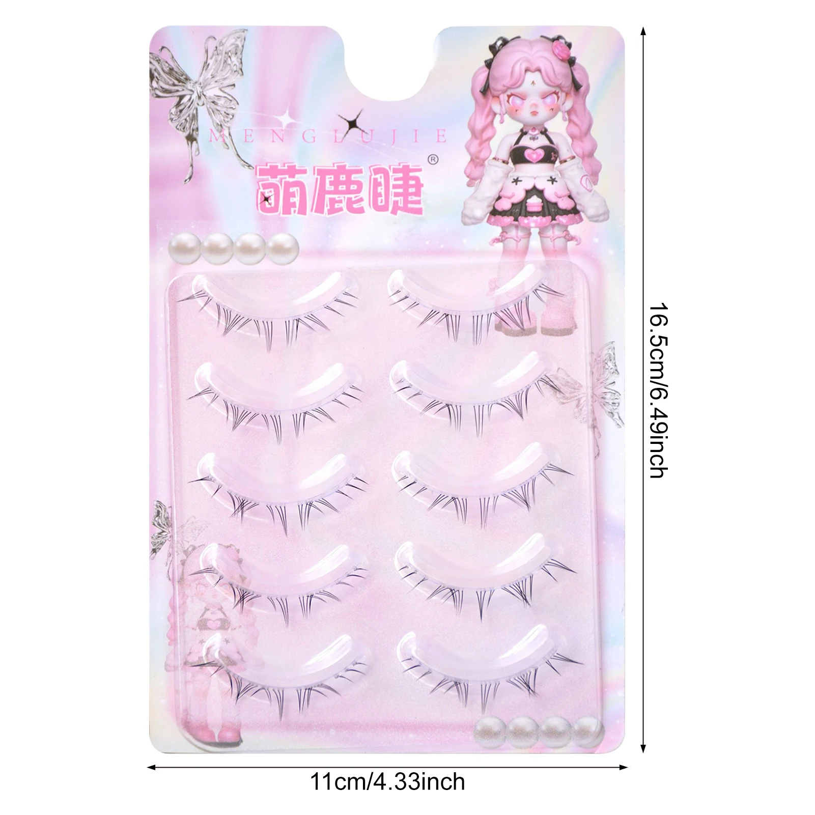 5 paia ciglia finte inferiori sottili volpe-occhio ciglia monopezzo ultra leggere riutilizzabili manga estensioni per il trucco del partito