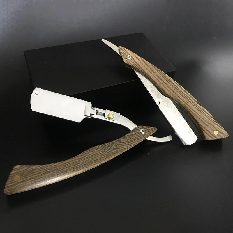 Neue Holz Trimmer Manuelle Rasierer Professionelle Gerade Kante Edelstahl Sharp Barber Razor Klapp Rasiermesser Geschenk