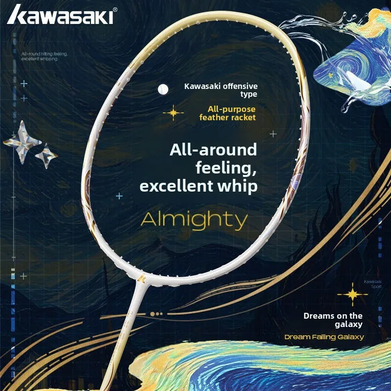 KAWASAKI – raquette de Badminton Van Gogh, créative, rêve tombant, galaxie, plein de carbone, balle haute, pôle moyen, offensive, unique