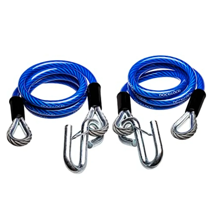 

Trailer Safety Towing Cables Self Coiling Weatherproof Vinyl Coated with Snap Hook Safety Latches for Secure Vehicle Recovery a