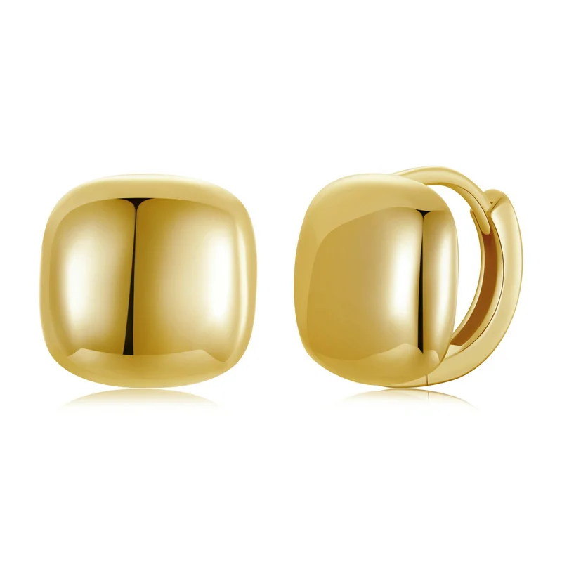 BAMOER Boucles d'oreilles créoles carrées délicates en argent sterling 925 pour femme, bijoux légers hypoallergéniques plaqués or blanc