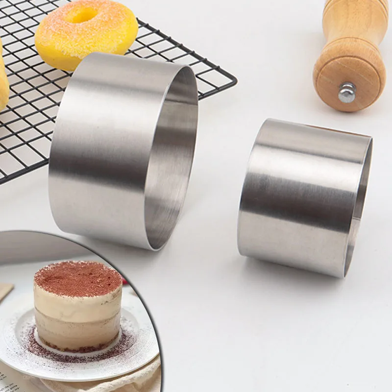 جولة الفولاذ المقاوم للصدأ موس قالب الكعكة أدوات الخبز-صنع كعكة أداة زخرفة المعجنات كعكة موس قالب الكرة السوشي أداة المطبخ #4
