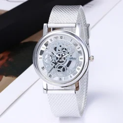 Fashion Casual Watch Women Luxury Stainless Steel Quartz Sport Plastic Band Dial Wristwatch Elegant Round Casual Reloj Mujer