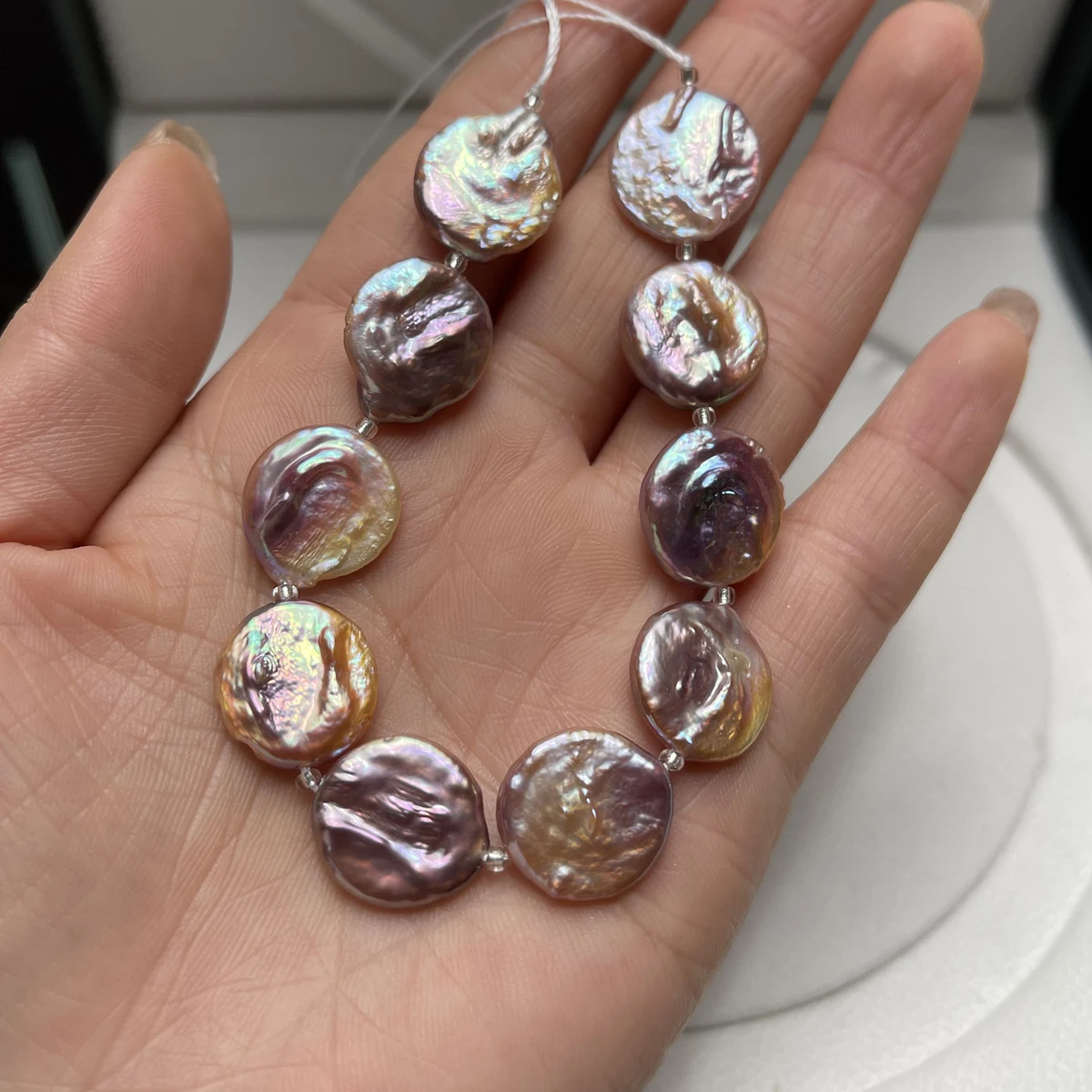 15-16mm 4A 18cm Dynamic Texture Pink Round Baroque Natural Freshwater Pearl Bead Jewelry Make DIY Necklace Bracelet Accessories - Image 6