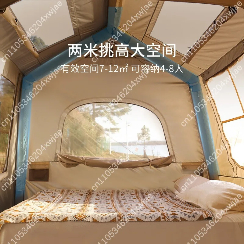 Outdoor Camping Automatic Inflatable Ridge Tent, Oversized Multi Person Tent With Rainproof And Sunshade Performance
