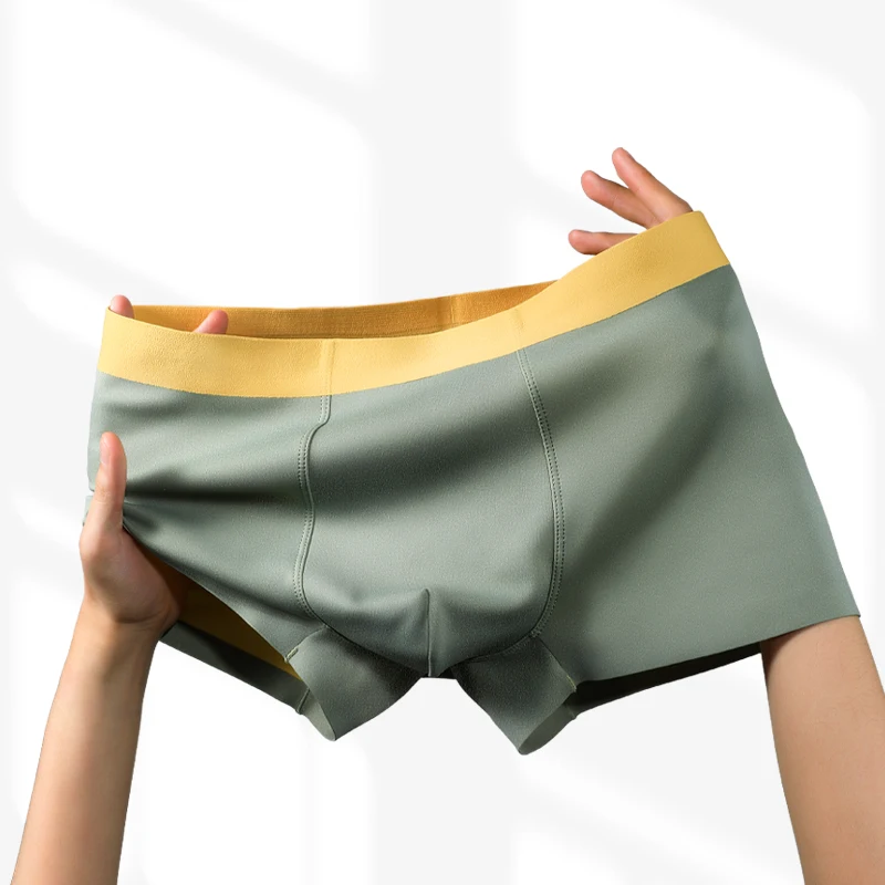 

3 шт. Модальные бесшовные трусы для мужчин, летние тонкие шорты с четырьмя карманами для мужчин, удобные и дышащие спортивные трусы.