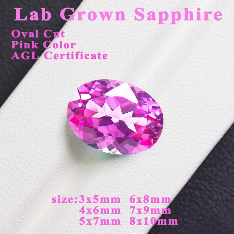 

Lab Grown Sapphire Oval Cut Pink Color Charm Gemstone for DIY Advanced Jewelry Making Inlay Selectable AGL Certificate