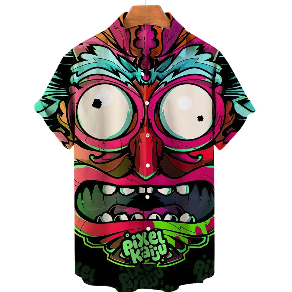 

Quirky Harajuku Style Men Shirt 3D Printed Man/Women Casual Fashion Short Sleeves Shirts Button Tops Oversized Unisex Clothing