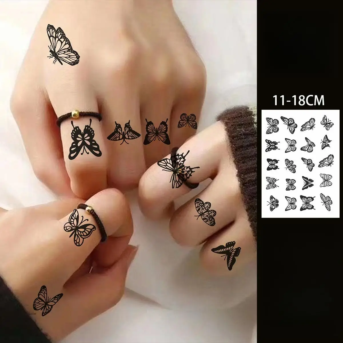 

Little Butterfly Fingers Temporary Tattoos,Tattoo Stickers,Waterproof Long-Lasting 15 Days,Semi-Permanent Fake Tattoo,body art