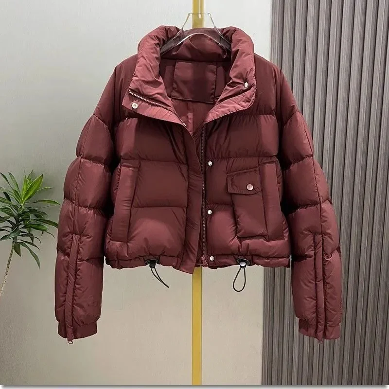 2024 New Winter Coat Thicken Down Cotton Puffer Jacket Petite Cropped Women Stand Collar Parkas Jacket Waterproof Snow Wear Outw