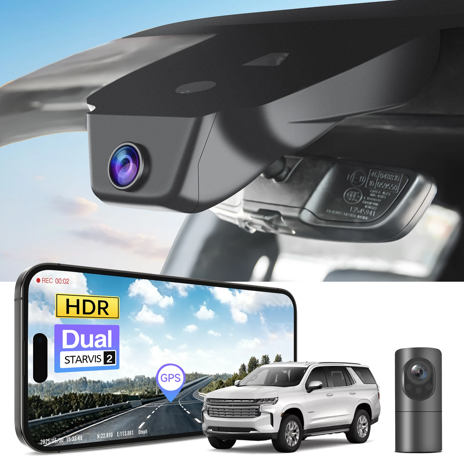 4K STARVIS 2 Dash Cam For Chevy Suburban 11th/12th Gen & Tahoe 4th/5th Gen Car Camera Recorder 2015-2026 WiFi & APP GPS DashCam